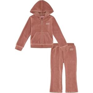 JUICY COUTURE Girl's 2-Piece Hooded Velour Track Set Mauve Size 12 Y2K